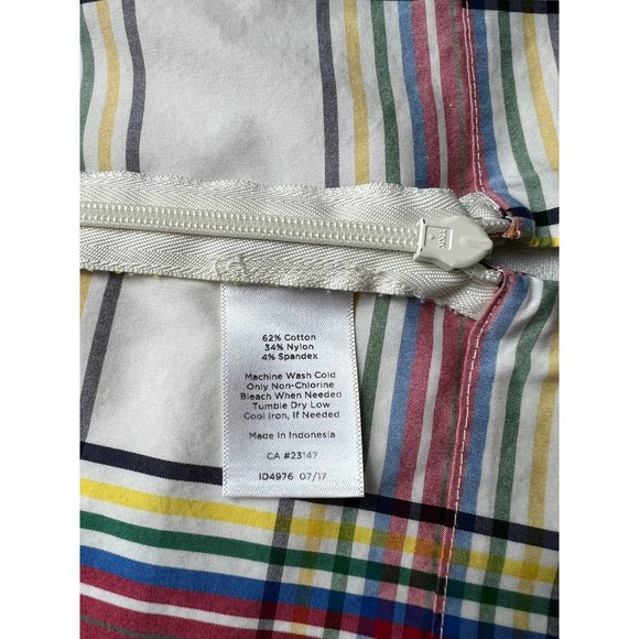 Talbots Short Sleeve Ruffle Top Cream Plaid Size LP - Picture 10 of 12